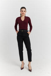 PANTALON AVEC CEINTURE FIOREA NOIR